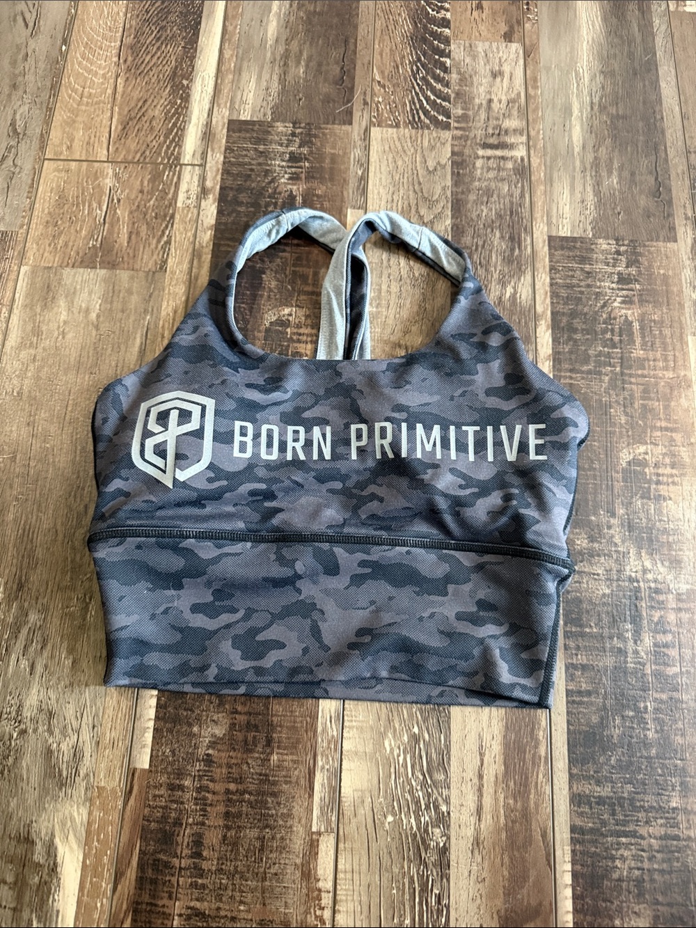 Born Primitive Black/Grey Camo Performance Sports Bra